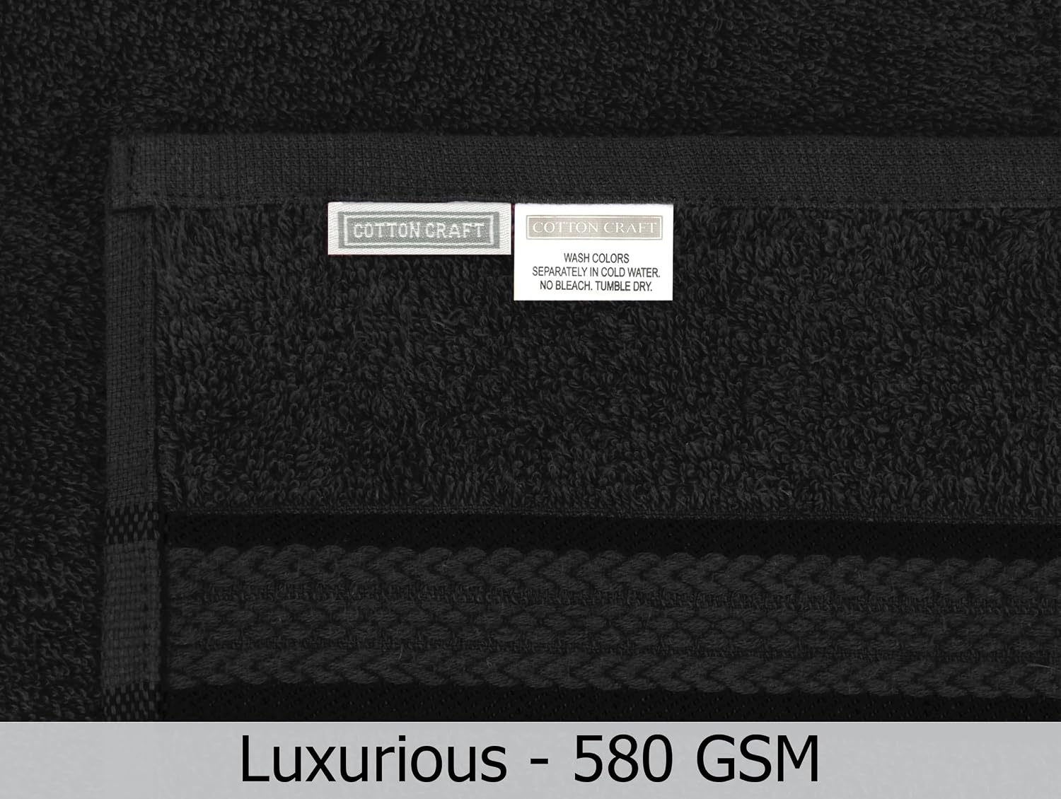 COTTON CRAFT Ultra Soft Bath Towels - 4 Pack 100% Cotton Large 30x54 inches | Oversized 580 GSM Absorbent Black Bath