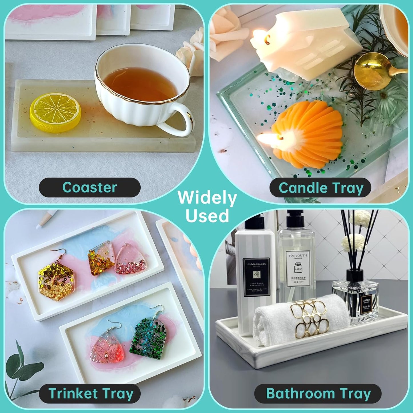 Durable Resin Tray Molds / Rectangle / Set of 3