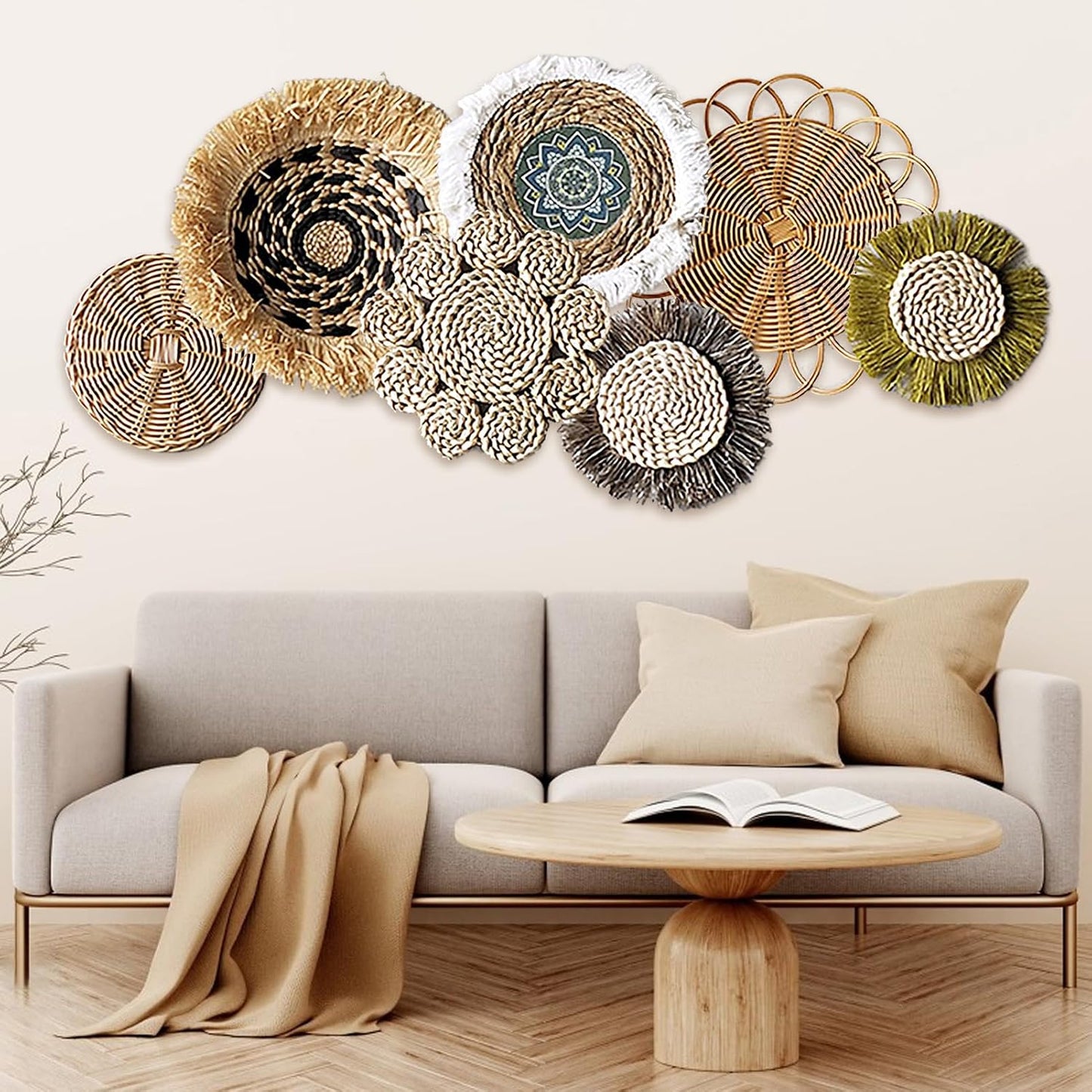 Hanging Woven Wall Basket Set / Set of 6