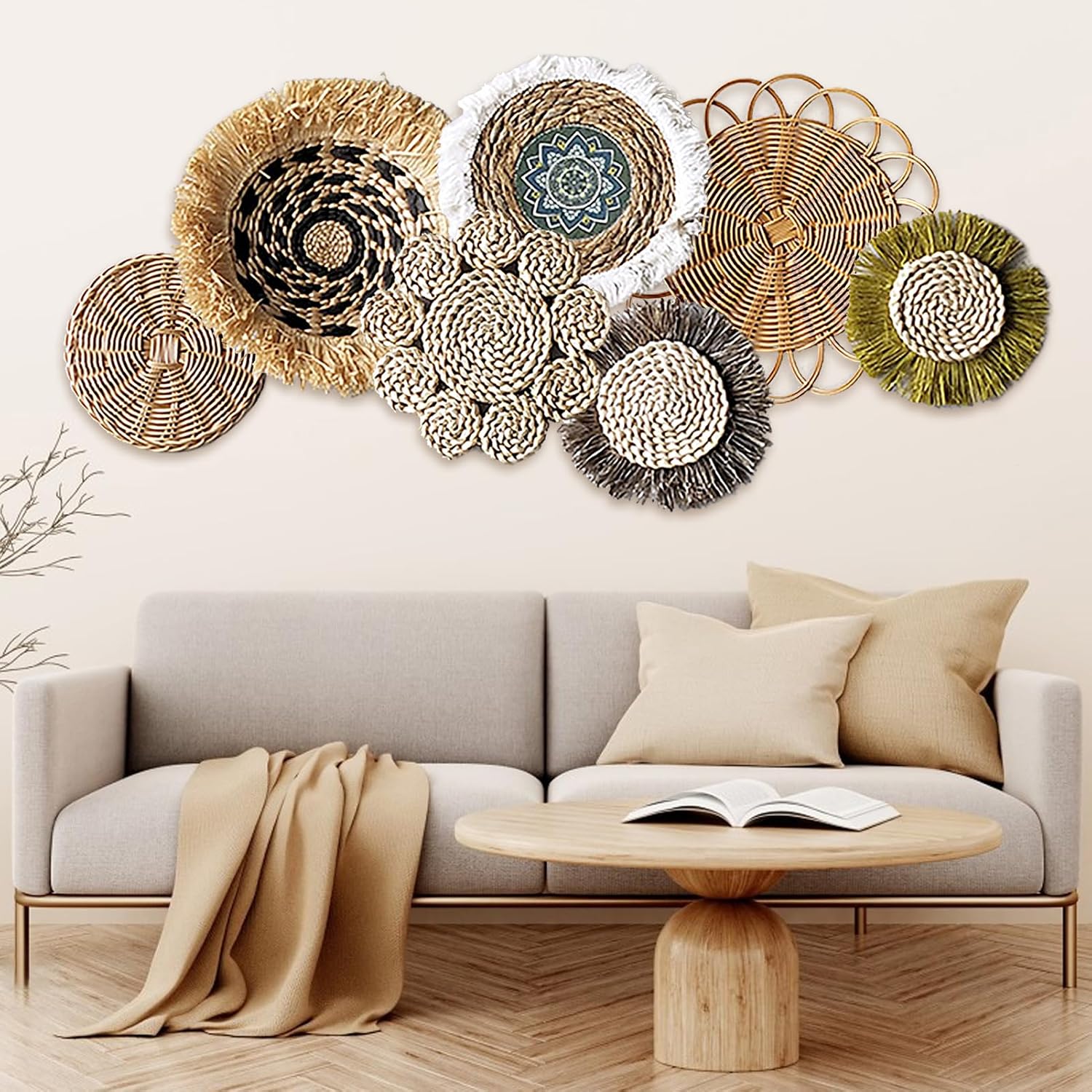 Hanging Woven Wall Basket Set / Set of 6