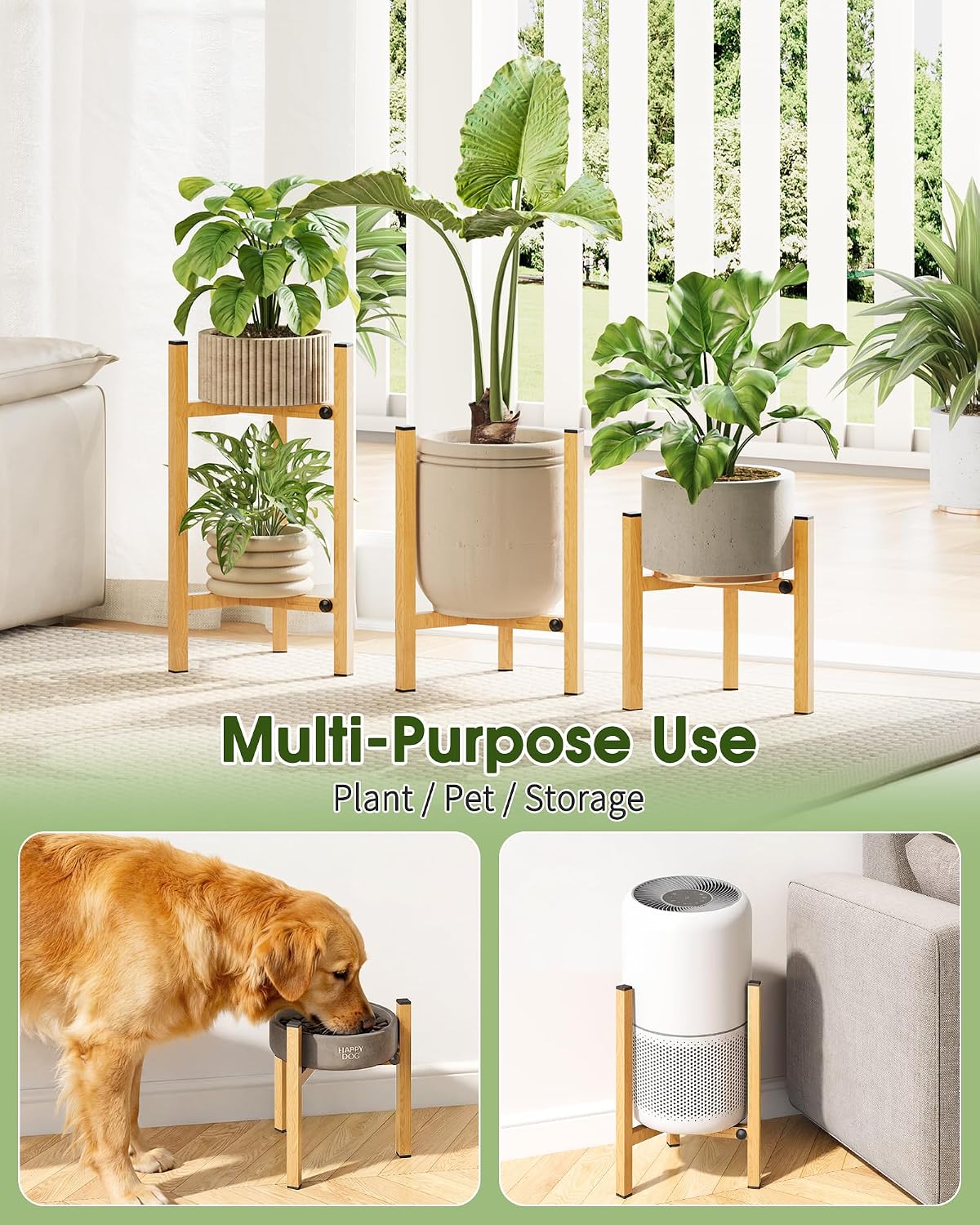 3 Pack Plant Stand Indoor Adjustable, Metal Modern Indoor Plant Stand, Heavy Duty Single Plant Stands Outdoor Corner