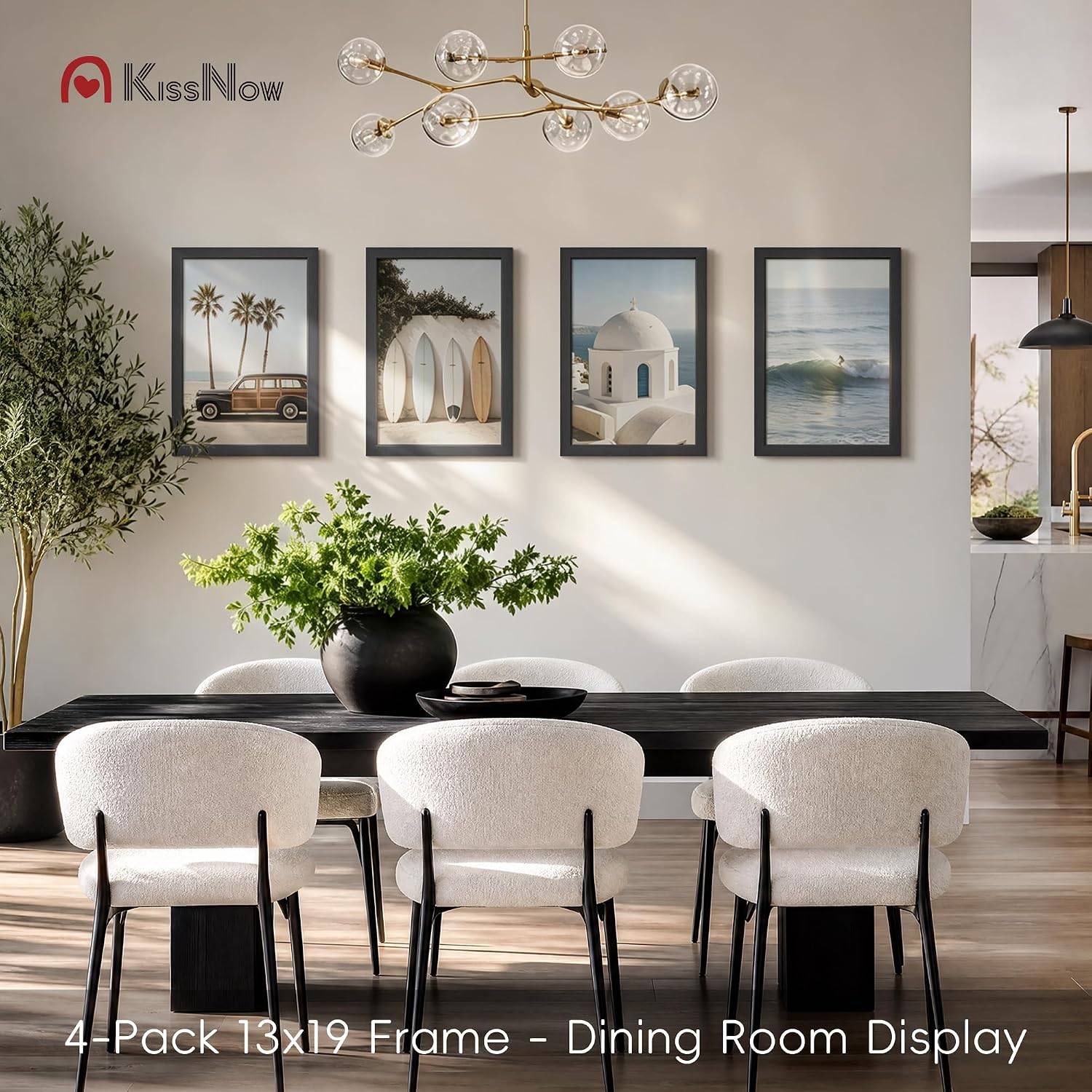 13x19 Picture Frame 4 Pack, Black Solid Wood, Gallery Wall Decor | Wall Hanging, Thick & Wide Border, Clear Plexiglass