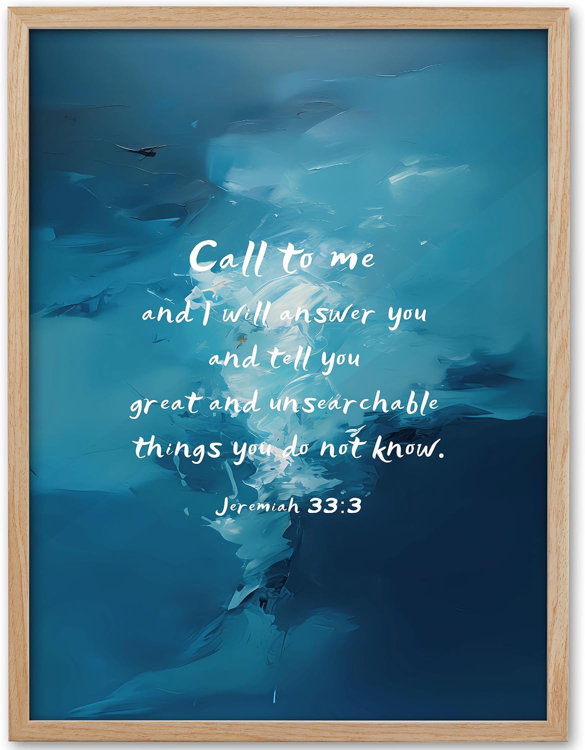 KensTro 12x16 Oak Framed Jeremiah 33:3 Christian Wall Art
