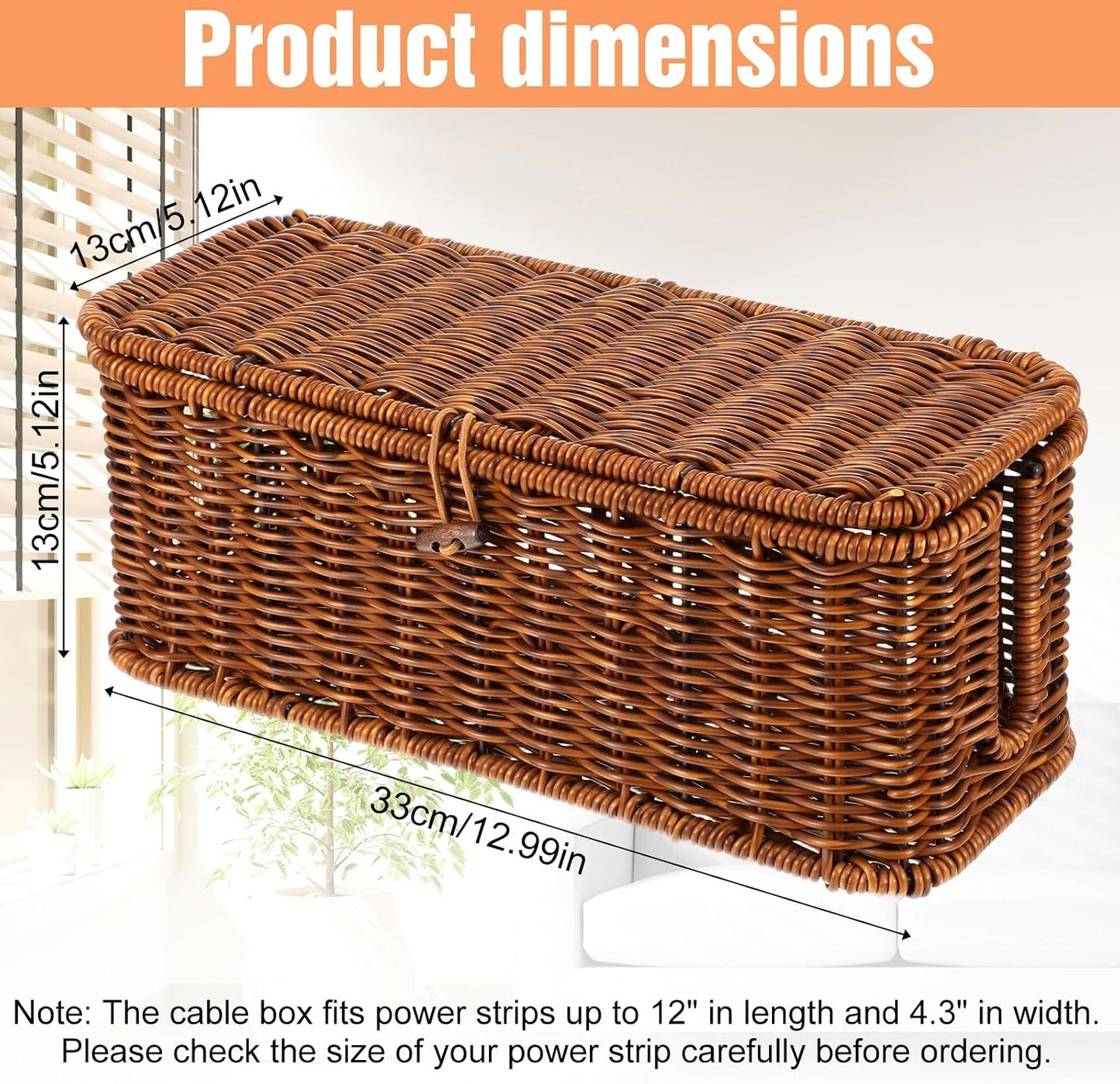 Cable Management Box Handmade Rattan Cable Organizer Stylish Hider Box