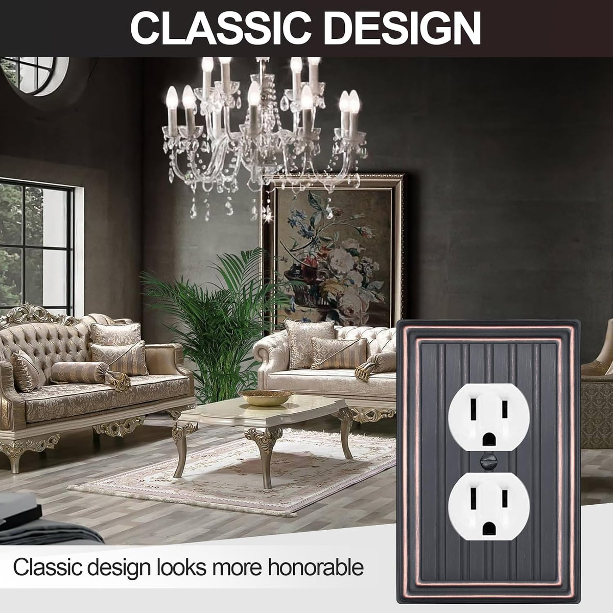Metal 1 Gang Wall Plate Cover Duplex Outlet Cover Aged Bronze 6 Pack | Decorative Switch Plates Outlet Cover, Light