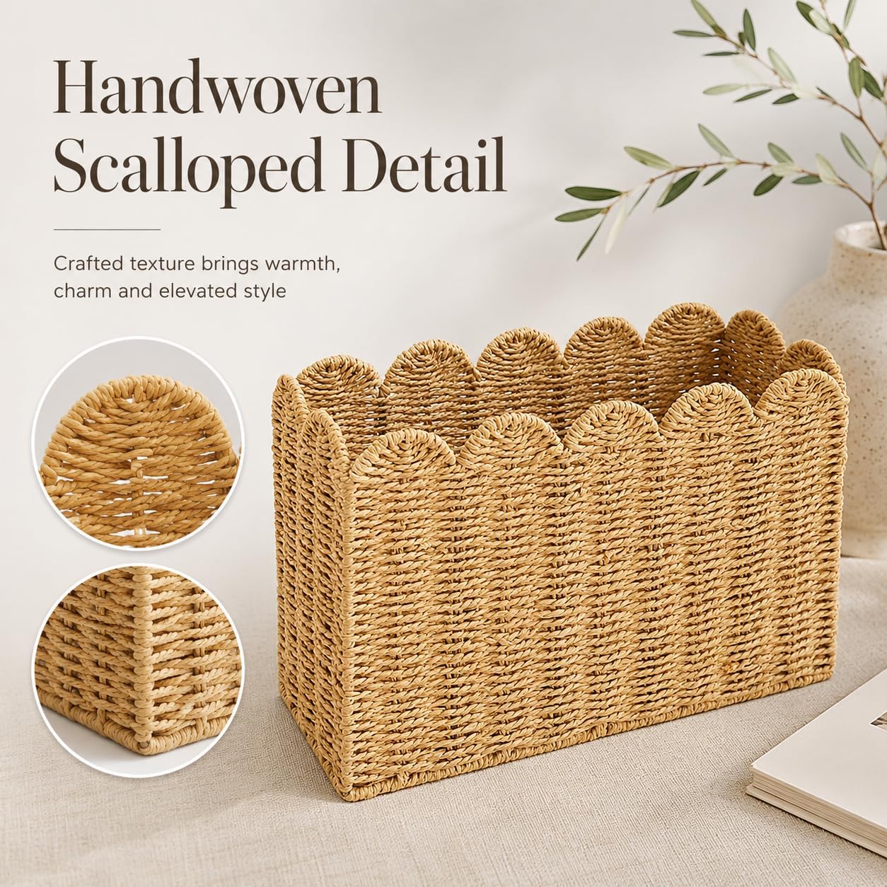 Tall Narrow Wicker Magazine Basket