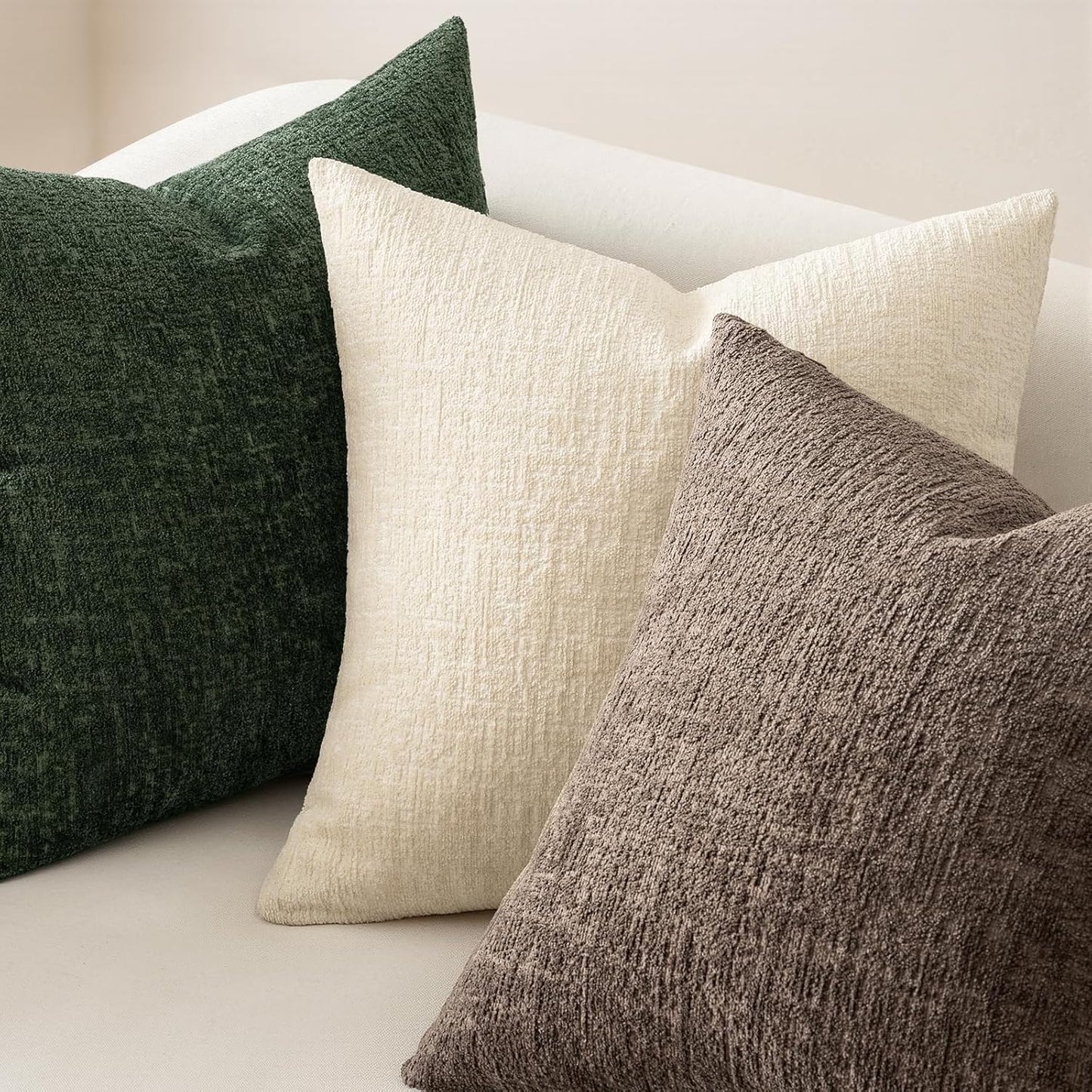 Decorative Throw Pillow Covers Couch Pillow Covers Soft Textured / 18 x 18 / Beige / Set of 2