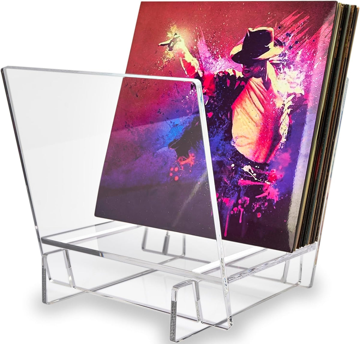 Honygebia Acrylic Vinyl Record Holder, Storing Collection of 40 Premium LPs | V-Shaped Vinyl Record Racks, Fully