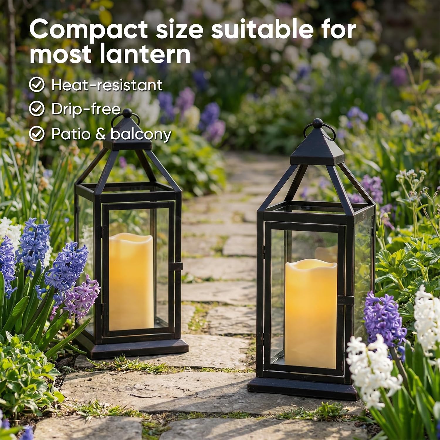 Amagic Waterproof Outdoor Flameless Candles with Timer, Battery Operated Candles with Remote Control, Electric LED