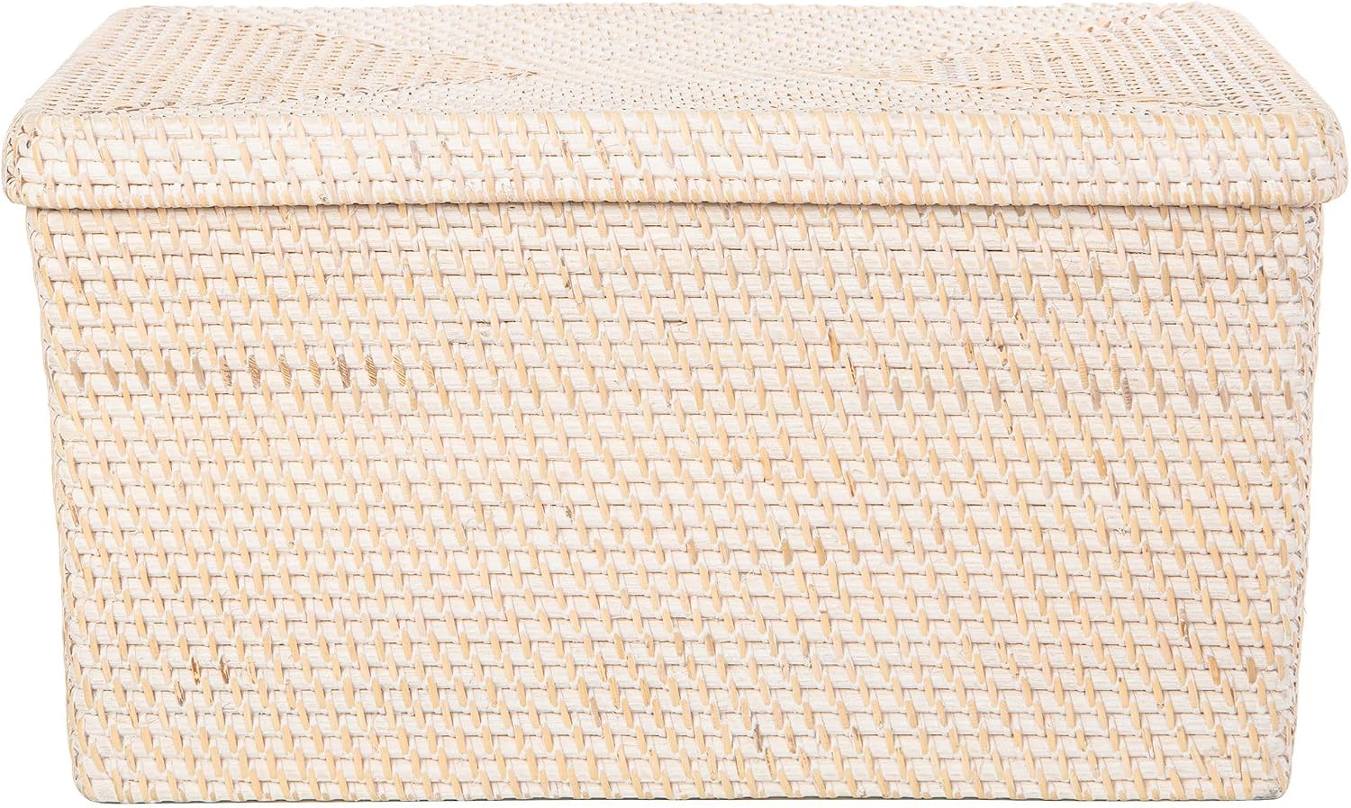 Rattan Storage Box and Decorative Basket / White Wash / 18.5 Inch