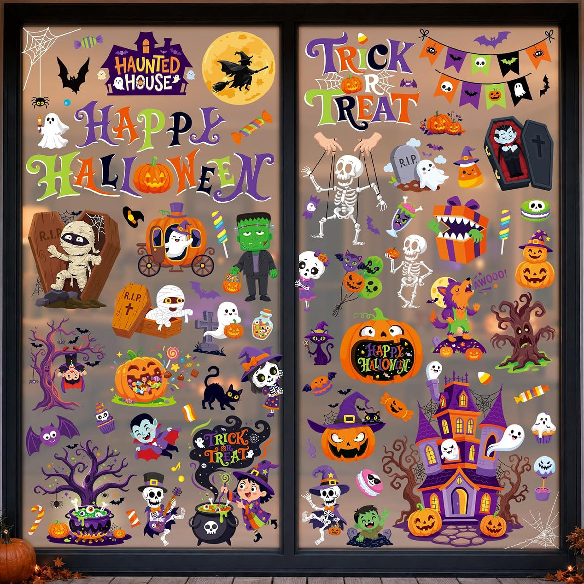 105Pcs Halloween Window Clings, Halloween Window Stickers for Party Decor