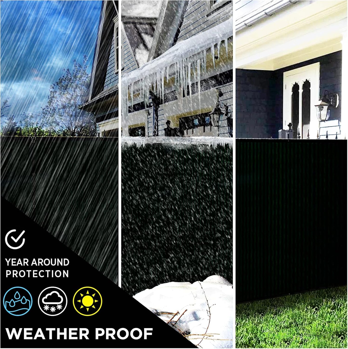 Instant Outdoor Privacy Fence Screen for Any Metal / 5' x 50 / Black