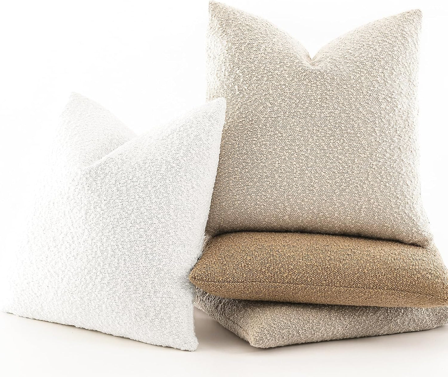 Boucle Throw Pillow Covers / Camel / 18 x 18 / Set of 2