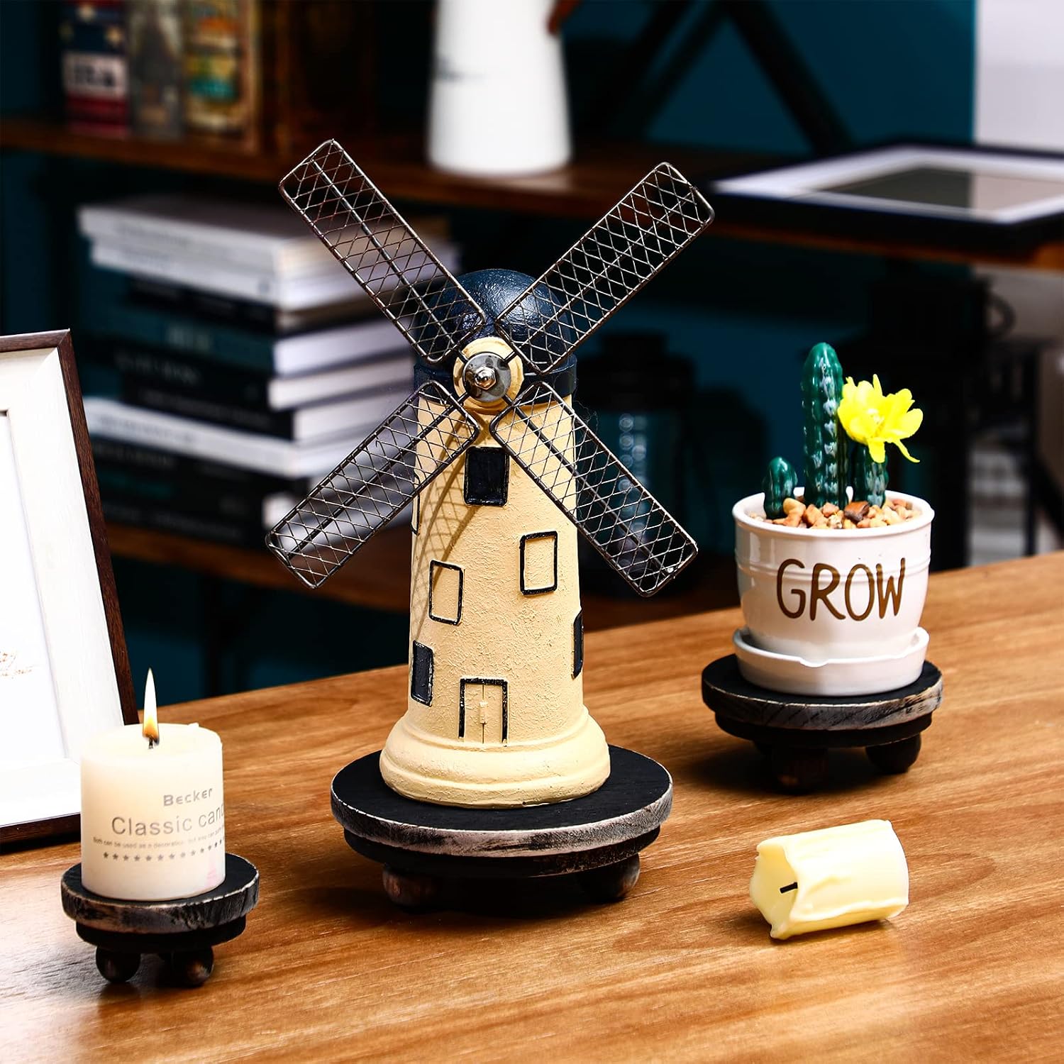 Wooden Risers for Display Wood Pedestal Stand Mini Tray / Black / 5/4/3 Inch / 3 Inch / Set of 3