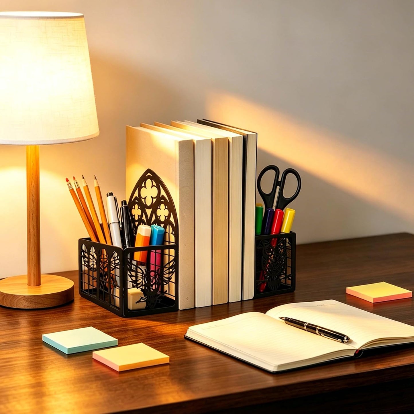 Decorative Metal Book Ends / Matte Black