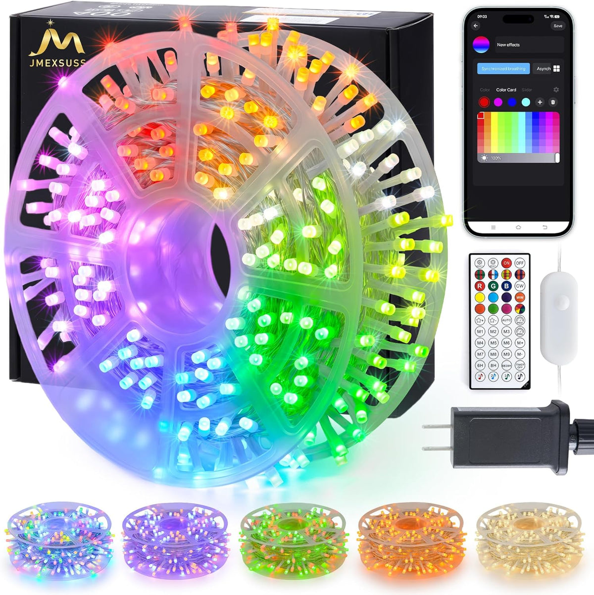 JMEXSUSS 400 LED RGB String Lights Indoor for Bedroom Plug in