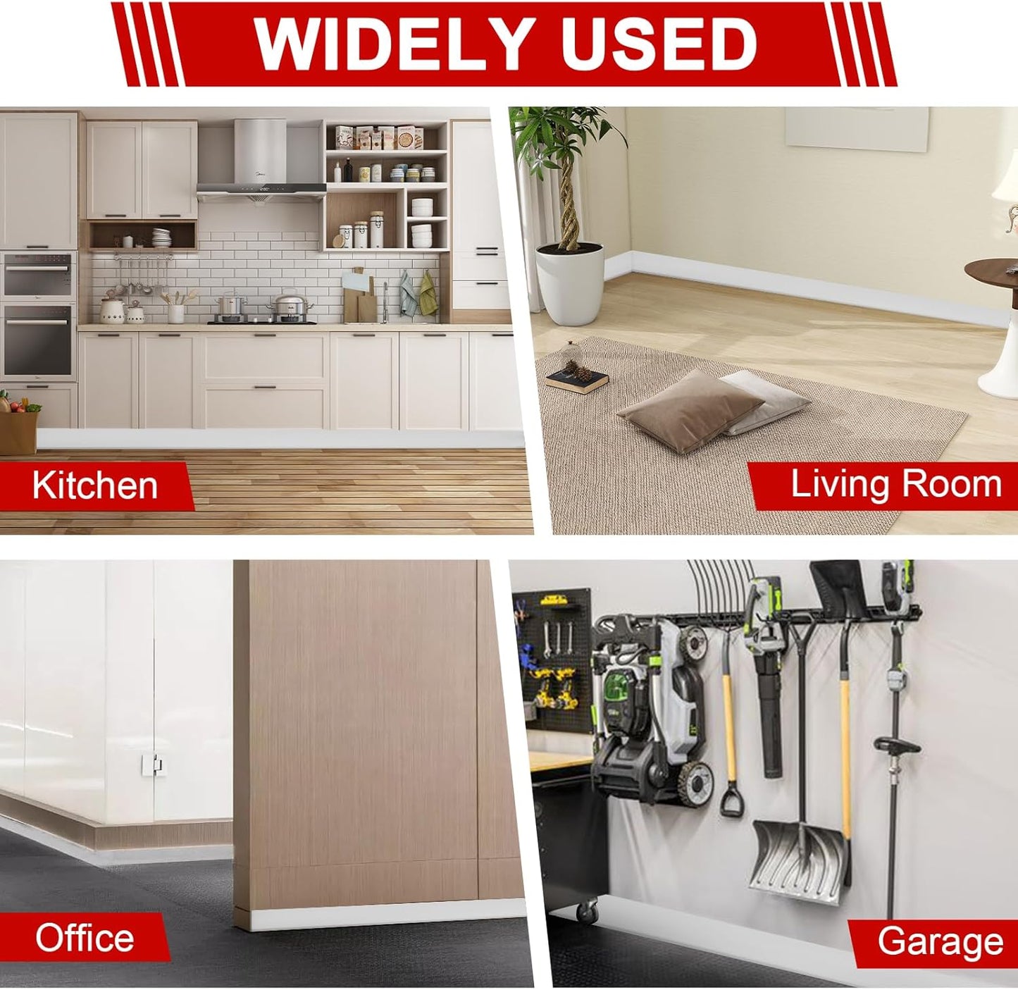 Flexible Self-Adhesive Rubber Baseboard / 4 x 20 / Ft / White