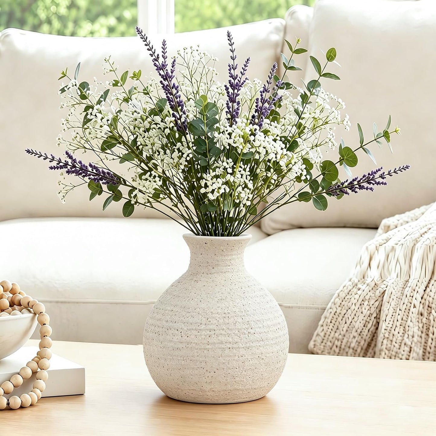 Ceramic Flower Vase Home Decor White Small Vase Decorative Table Farmhouse Vases / Modern White-v14