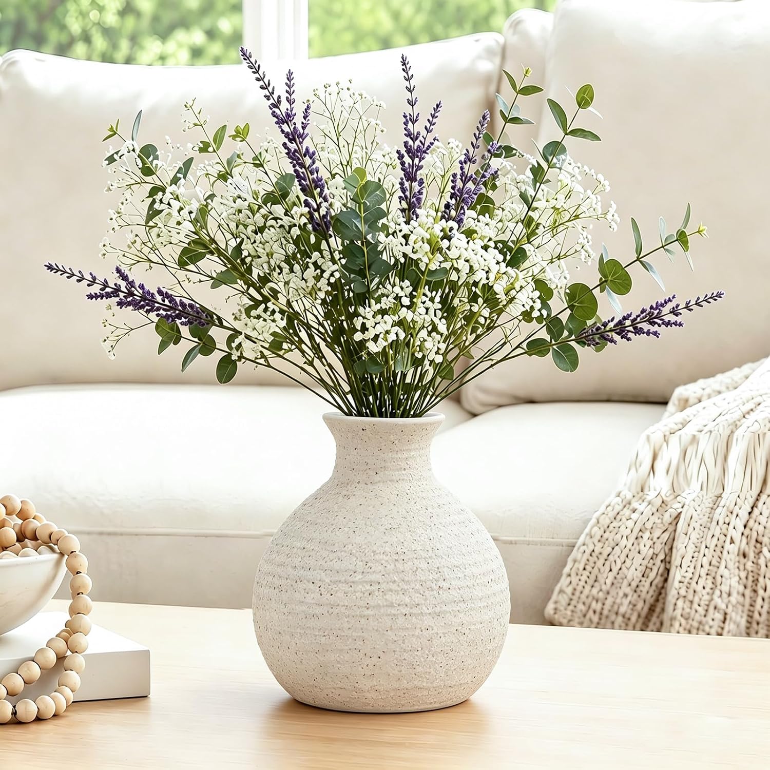 Ceramic Flower Vase Home Decor White Small Vase Decorative Table Farmhouse Vases / Modern White-v14