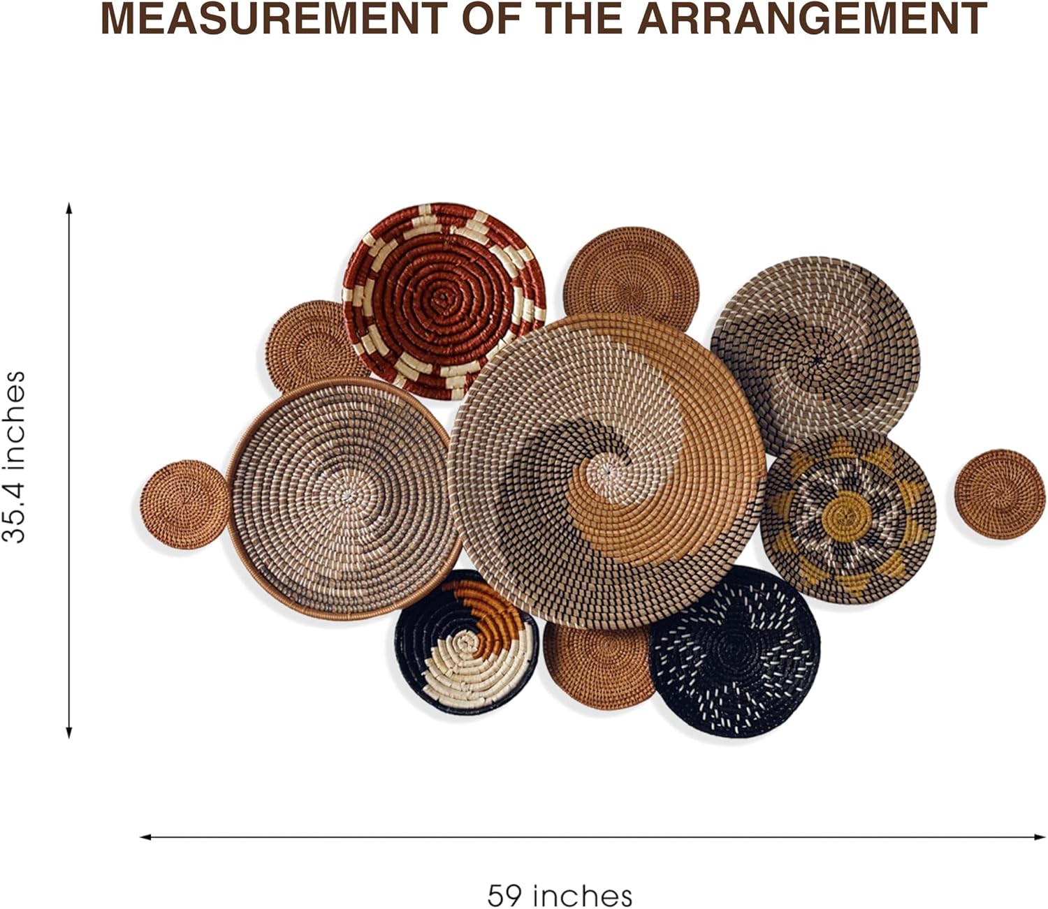 Woven Basket Wall Decor / Set of 12