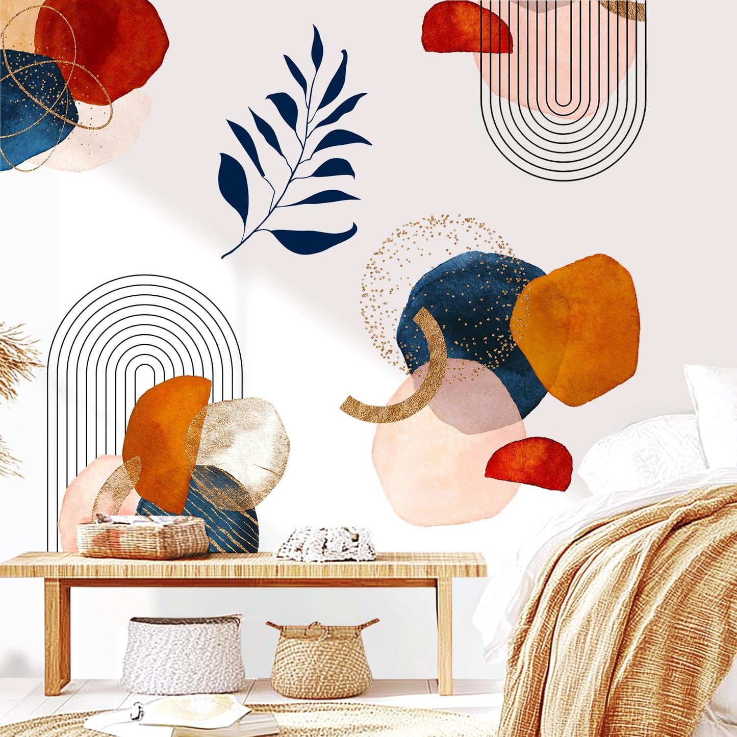 Boho Mid-Century Modern Wall Decals Peel and Stick / Boho#2 / Large