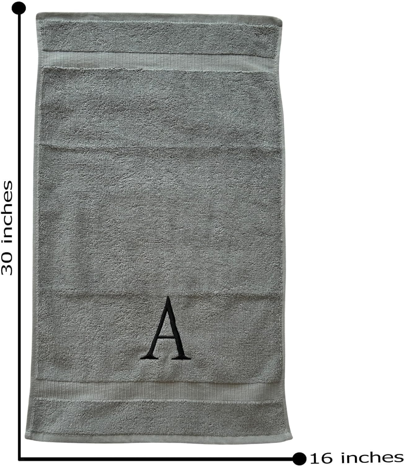 Gray with Black Monogrammed Hand Towels for Bathroom - Set of 2 Letter R | Luxury Hotel Quality Initial Towels For