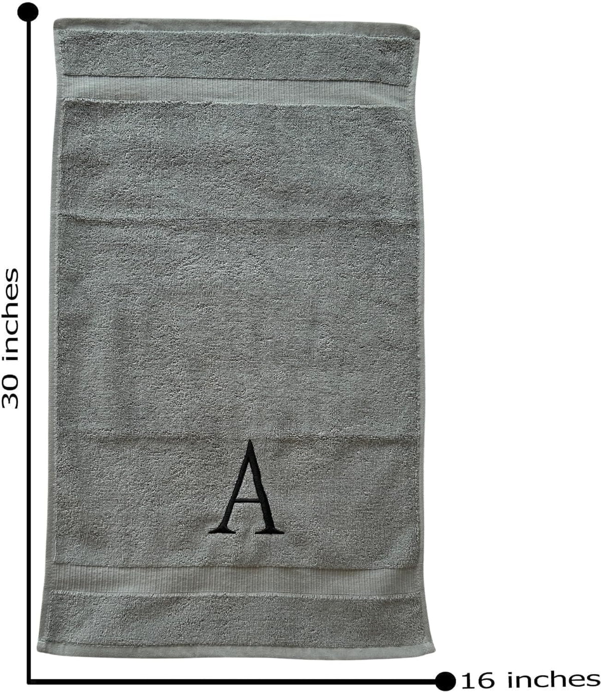 Gray with Black Monogrammed Hand Towels for Bathroom - Set of 2 Letter M | Luxury Hotel Quality Initial Towels For