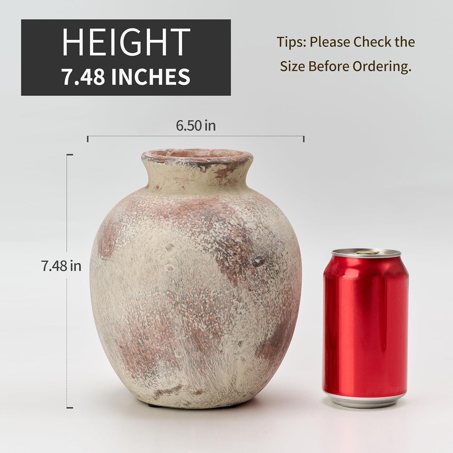 Ceramic Decorative Flower Vase / 1007-terra / 7.48 Inch
