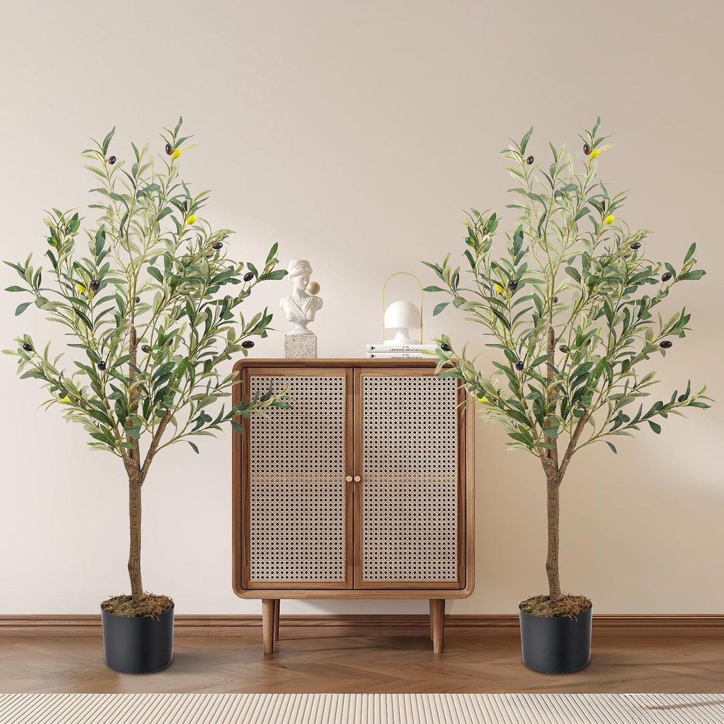 Artificial Fake Olive Tree Tall Faux Silk Olive Tree / 4ft / 4 Inch / Set of 2