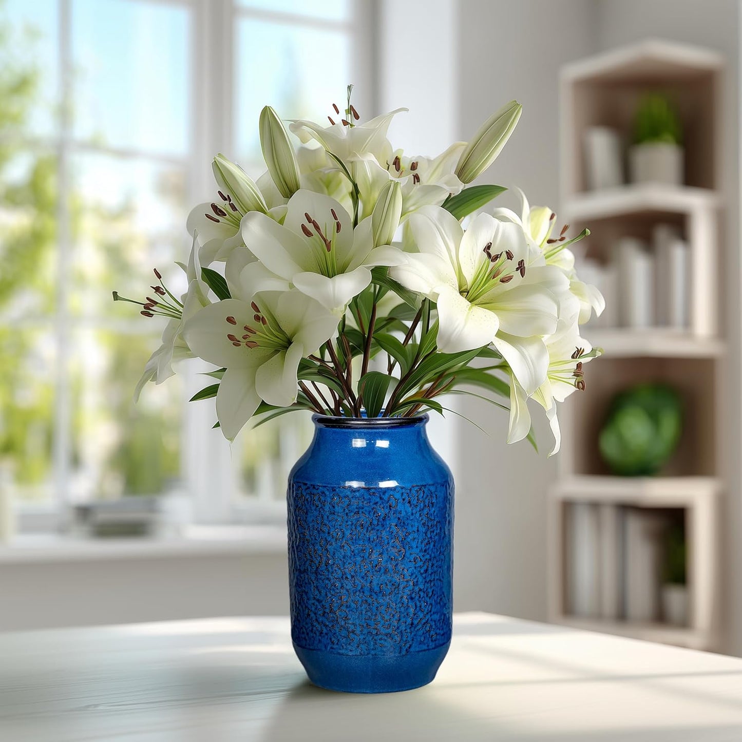 Ceramic Flower Vase / Blue - 2 / 9 Inch