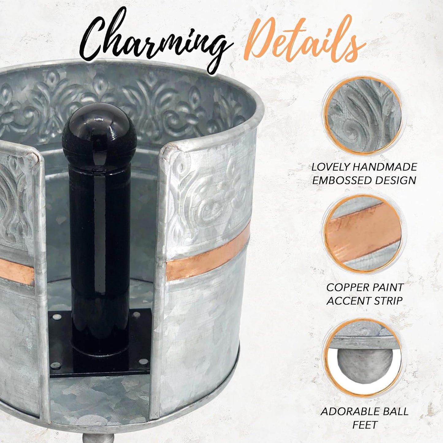 Autumn Alley Farmhouse Galvanized Kitchen Paper Towel Holder – Vintage Style Weighted Countertop Design – Rustic Warm