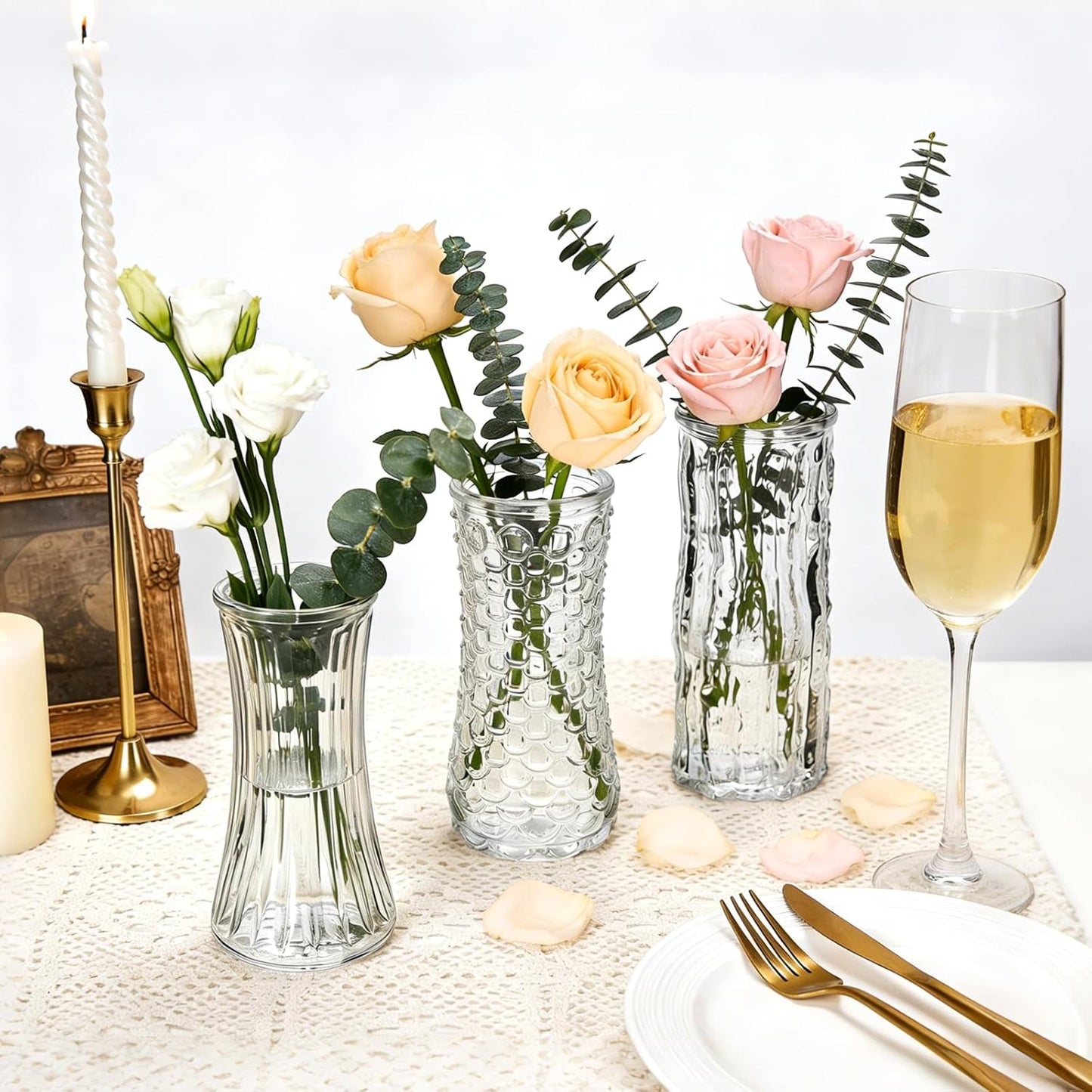 Mini Glass Bud Vases / Clear / Set of 24