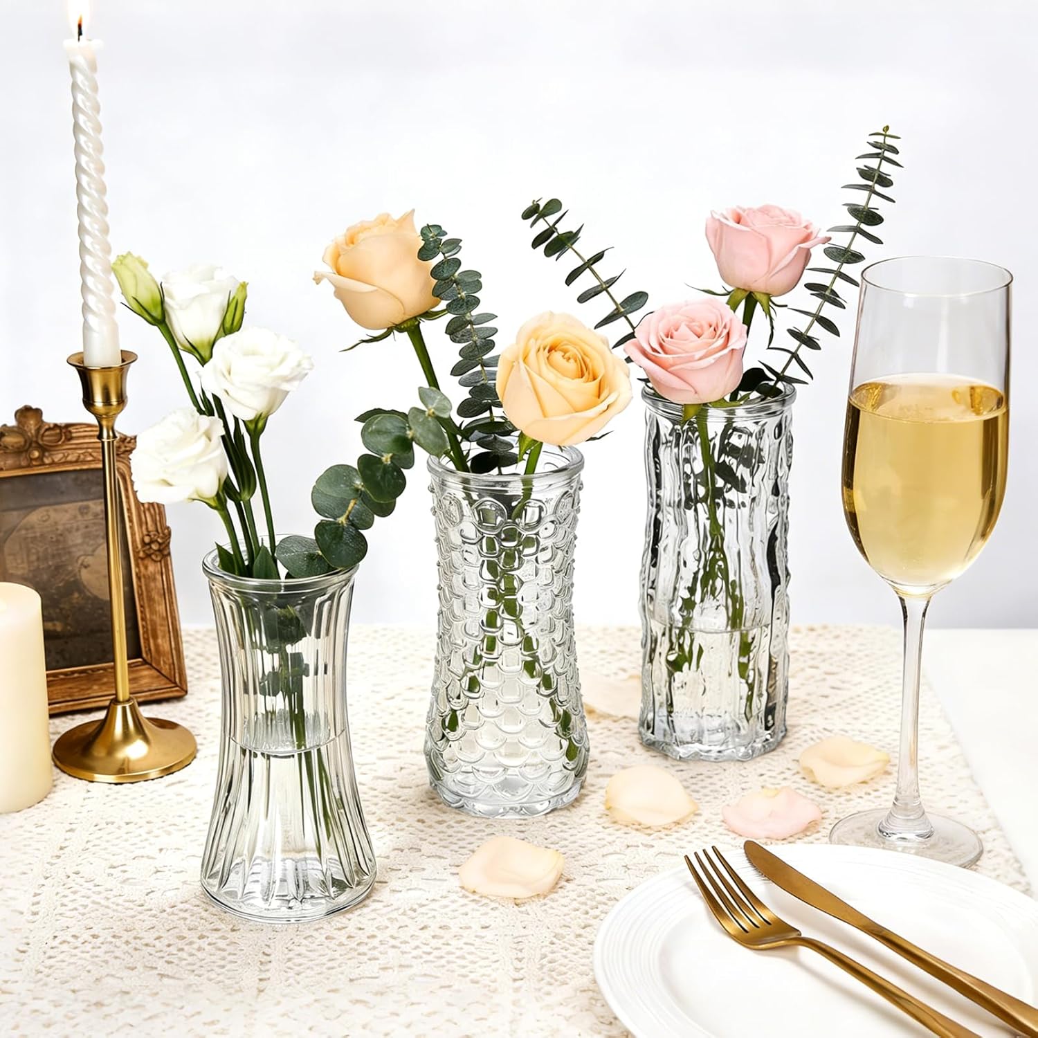 Mini Glass Bud Vases / Clear / Set of 24