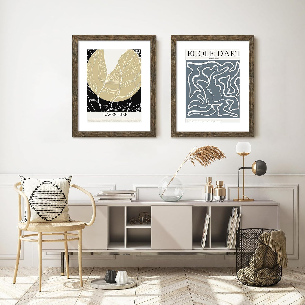 24x30 Rustic Brown Puzzle Frame, Picture Frame for Wall, 3 Pack | Fits 18x24 Posters With Mat or 24x30 Without Mat