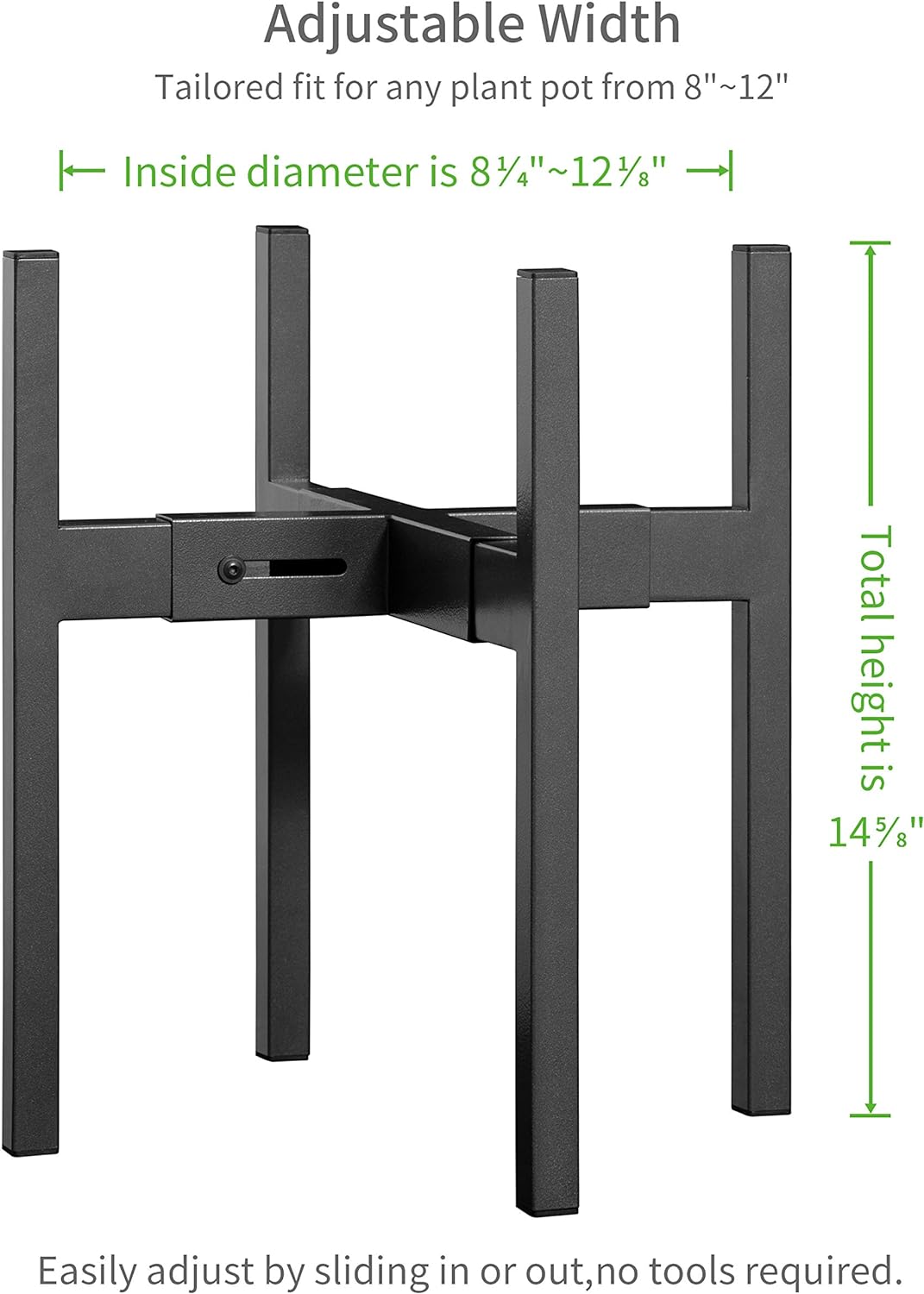 FaithLand Plant Stand, Adjustable Size Fits 8 9 10 11 12 Inches Plant Pot, Metal Planter Stand, Mid Century Expandable