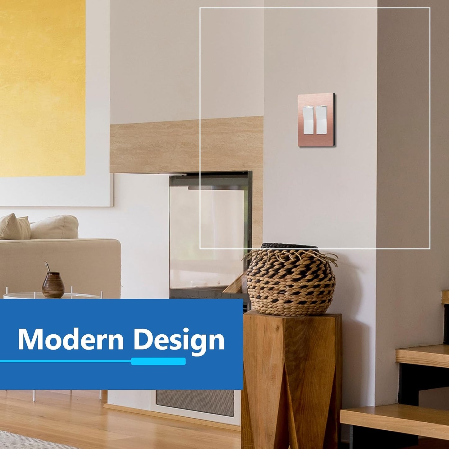 LIDER Double Decorator Metal Wall Plate, Mid-Size 2-Gang 4.88” x 4.92” | Screwless Cover, Temperature And Impact