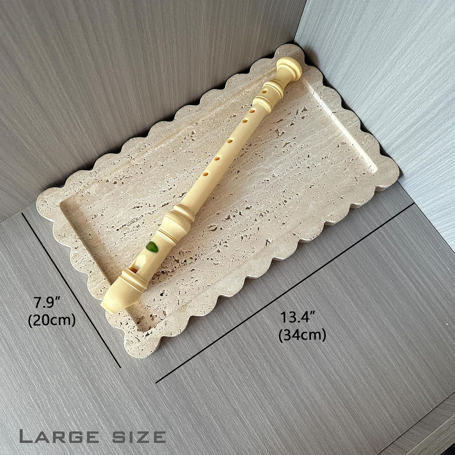 Large Travertine Tray / Beige Travertine / 13.4 x 8