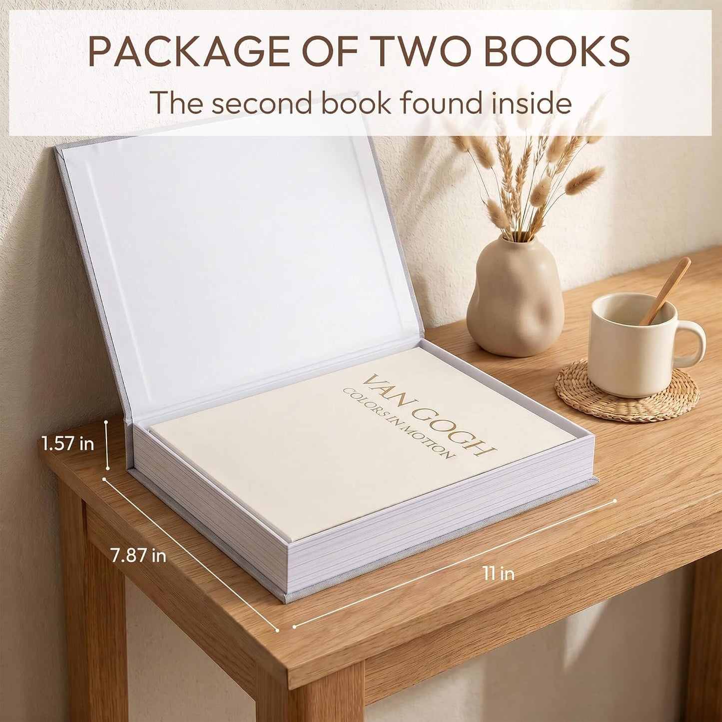 Decorative Linen Book / Grey-beige / Set of 2
