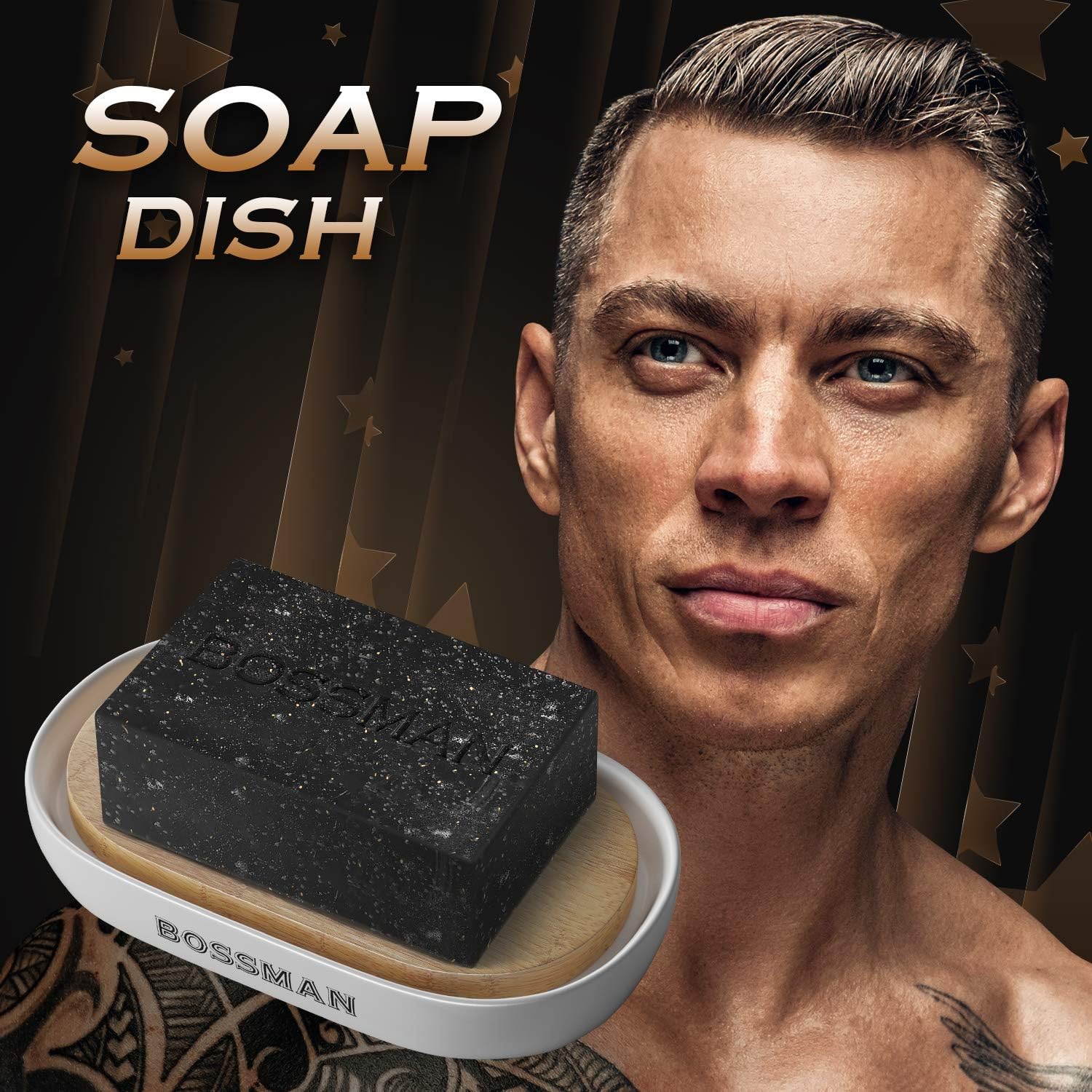 Removable Natural Bamboo Soap Tray / White