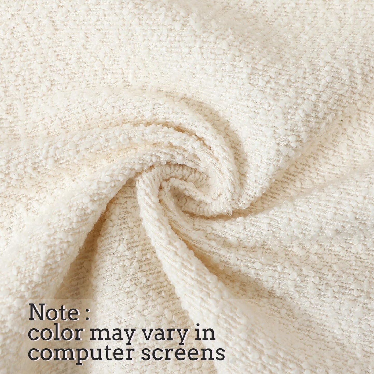 Decorative Square Thick Throw Pillow Covers Fine Textured Boucle Couch / Ivory / 18 x 18 / Set of 2