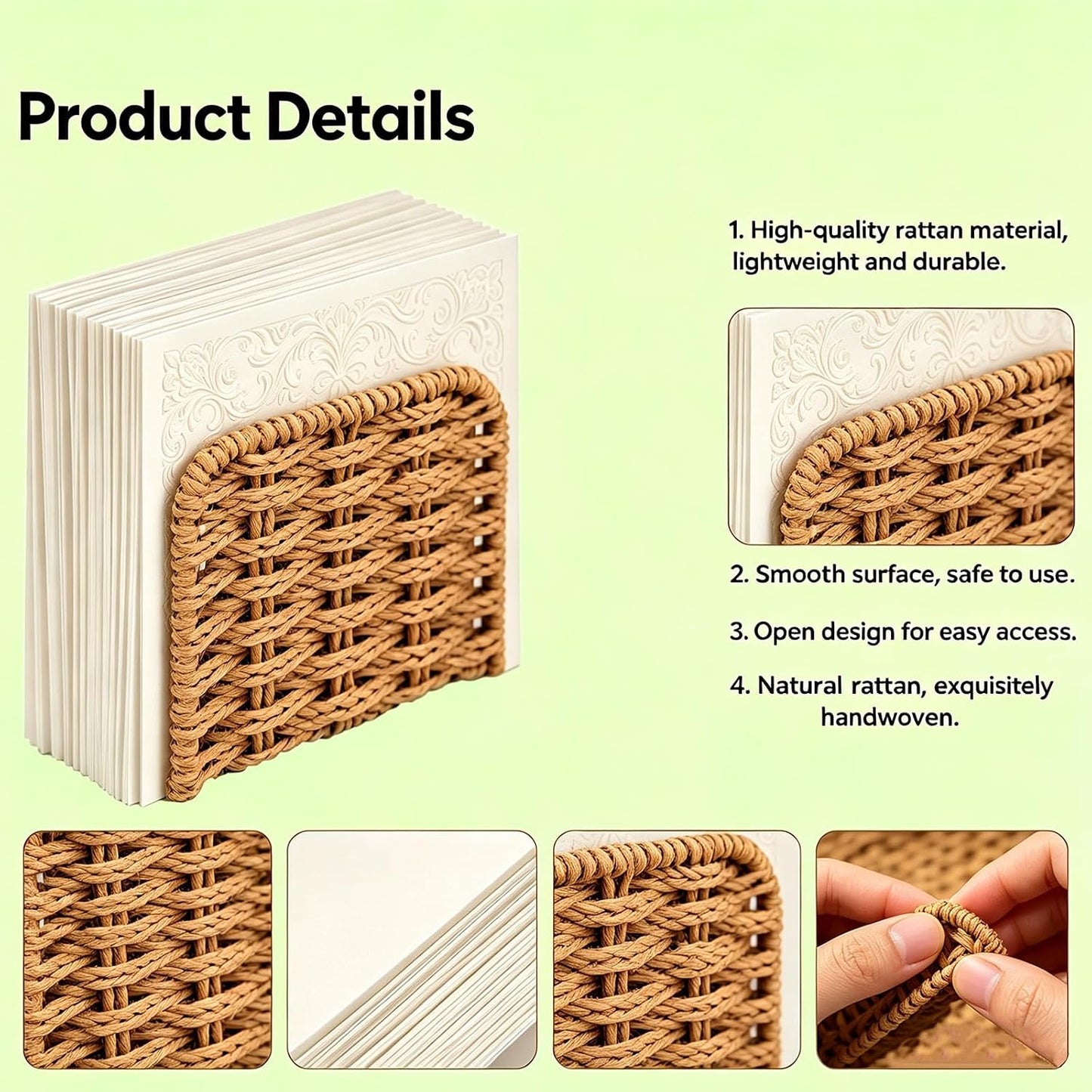 Upright Woven Rattan Napkin Holder / Flaxen / Natural