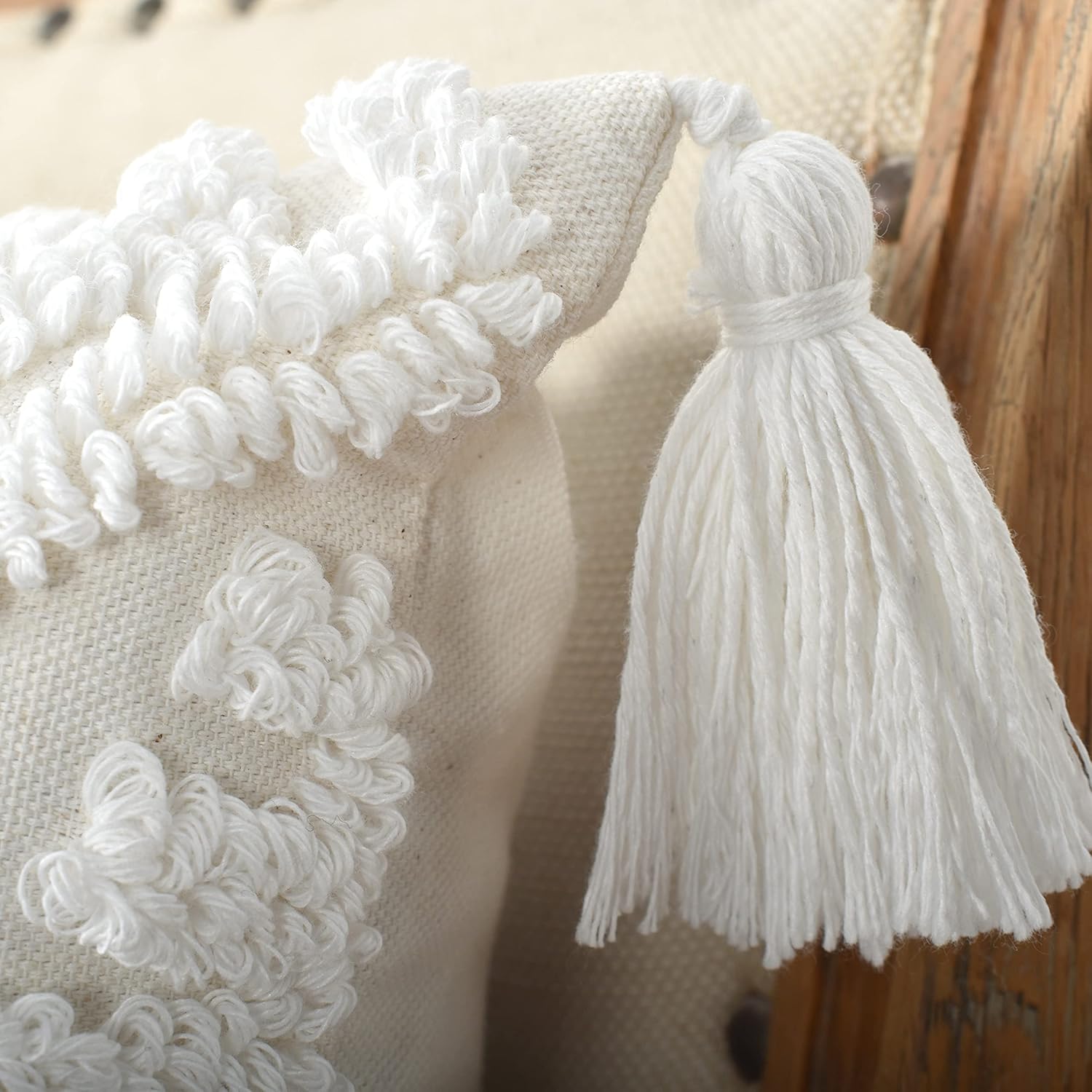 Boho Sofa Throw Pillow Covers / Boho Cream / 18 x 18