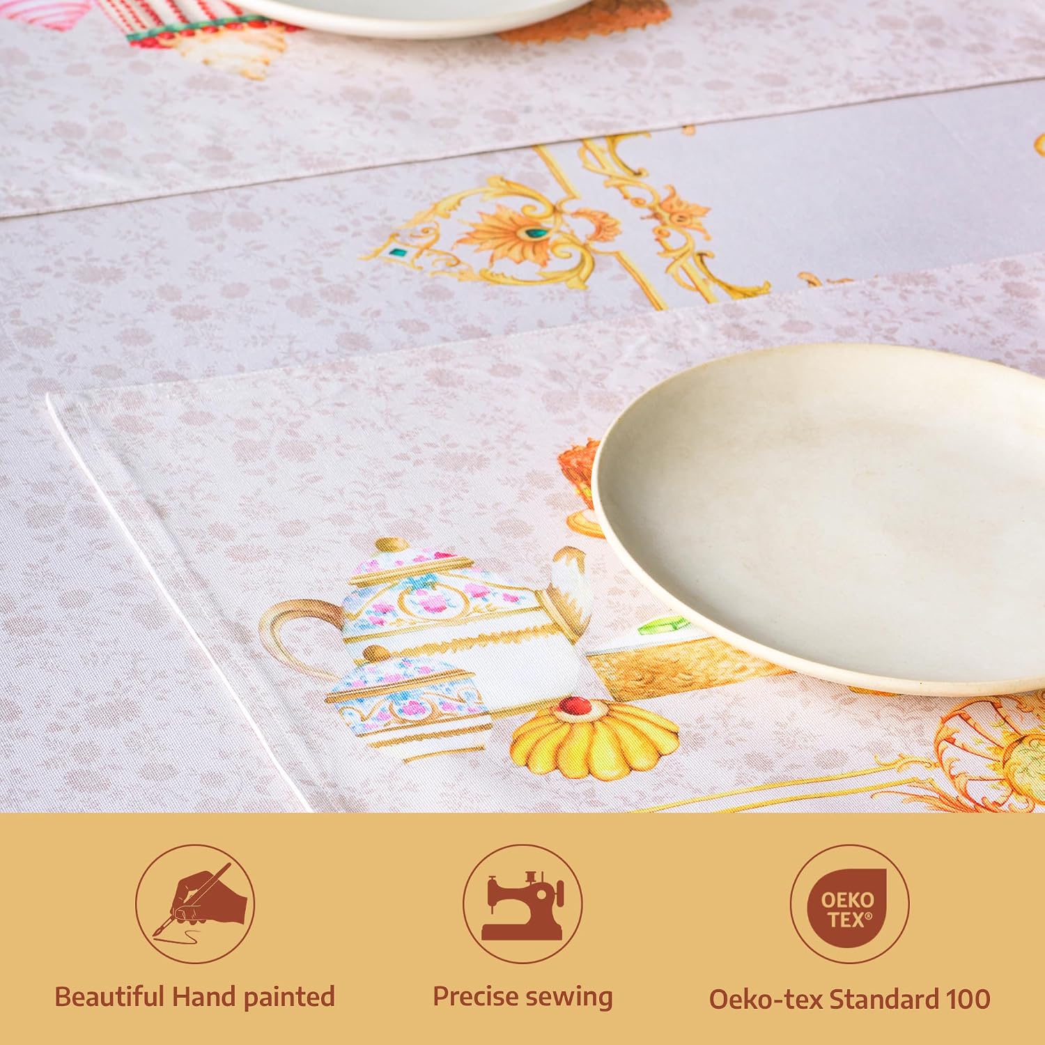 Maison d' Hermine Placemats Set of 4 Reusable 100% Combed Cotton (13"x19") | Cloth Place Mats Washable Table Mats for