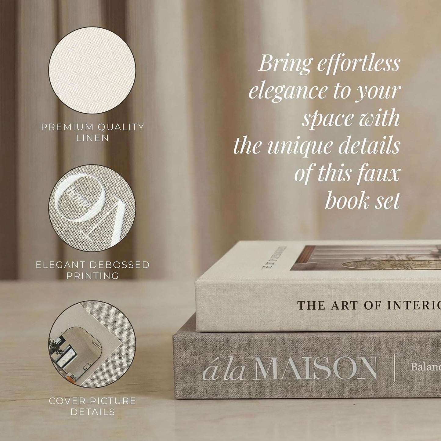 Linen Faux Book Storage Boxes / Set of 2