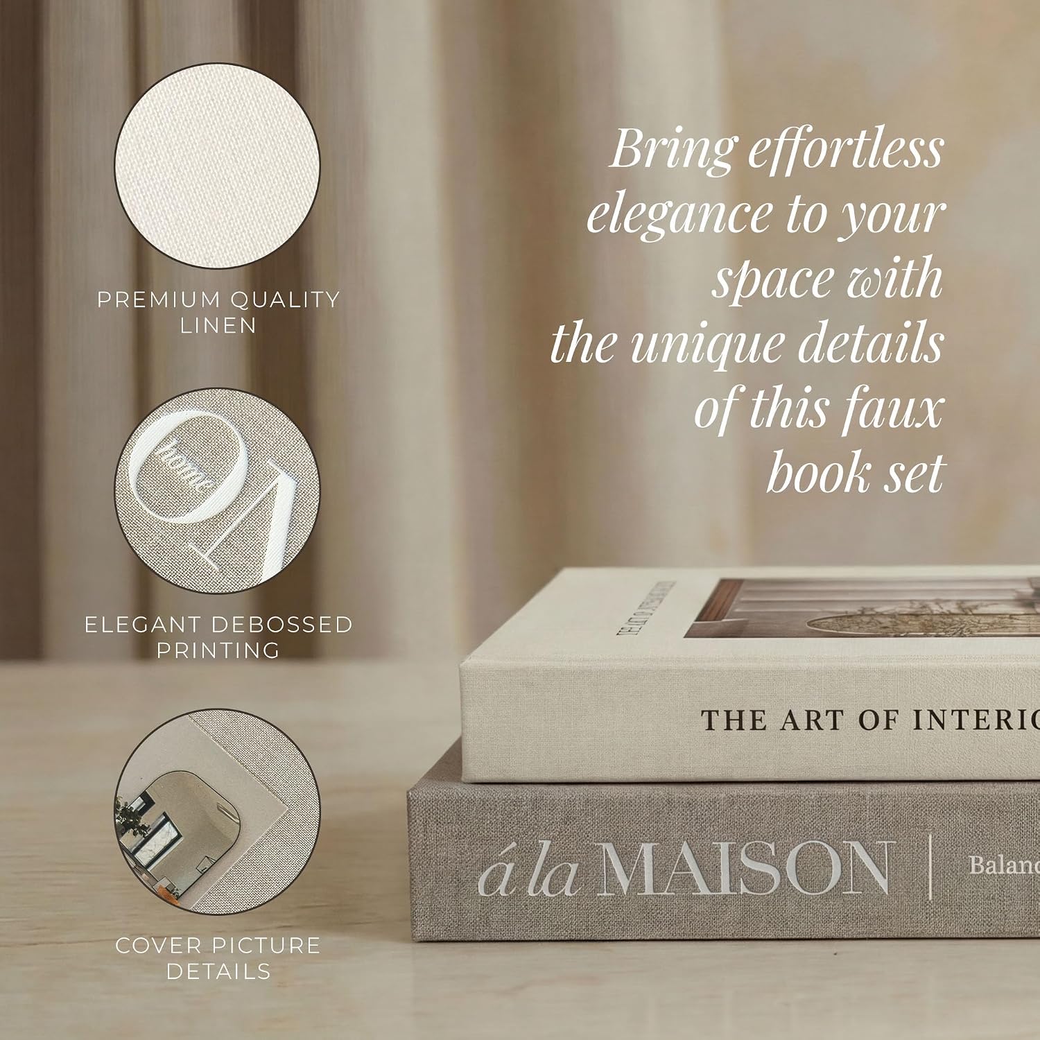 Linen Faux Book Storage Boxes / Set of 2