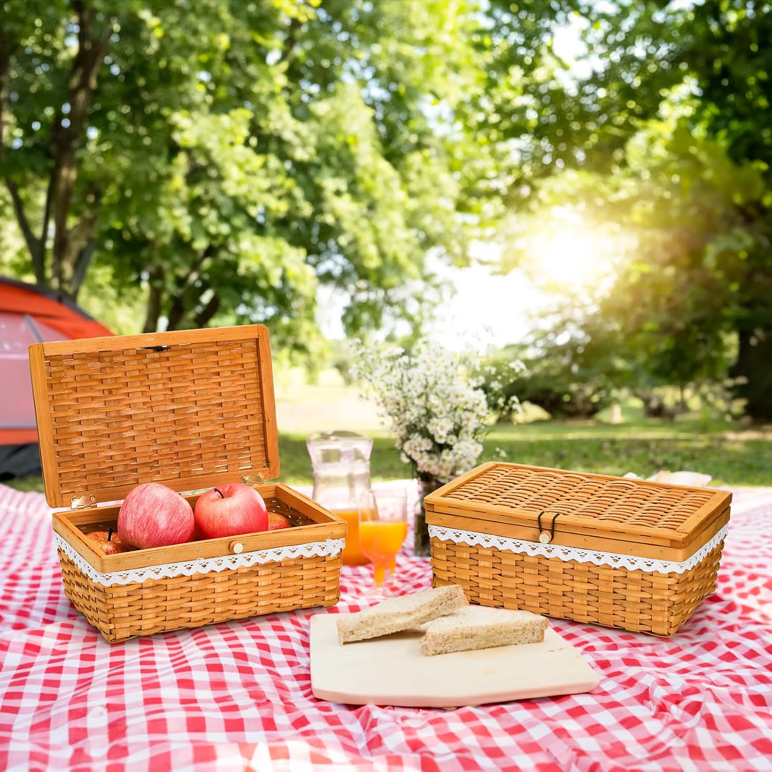Storage Basket / Handwoven Rectangular Storage Organizer / Set of 2