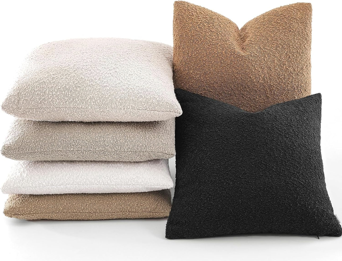 Boucle Lumbar Pillow Covers / Black / 20 x 12 / Set of 2