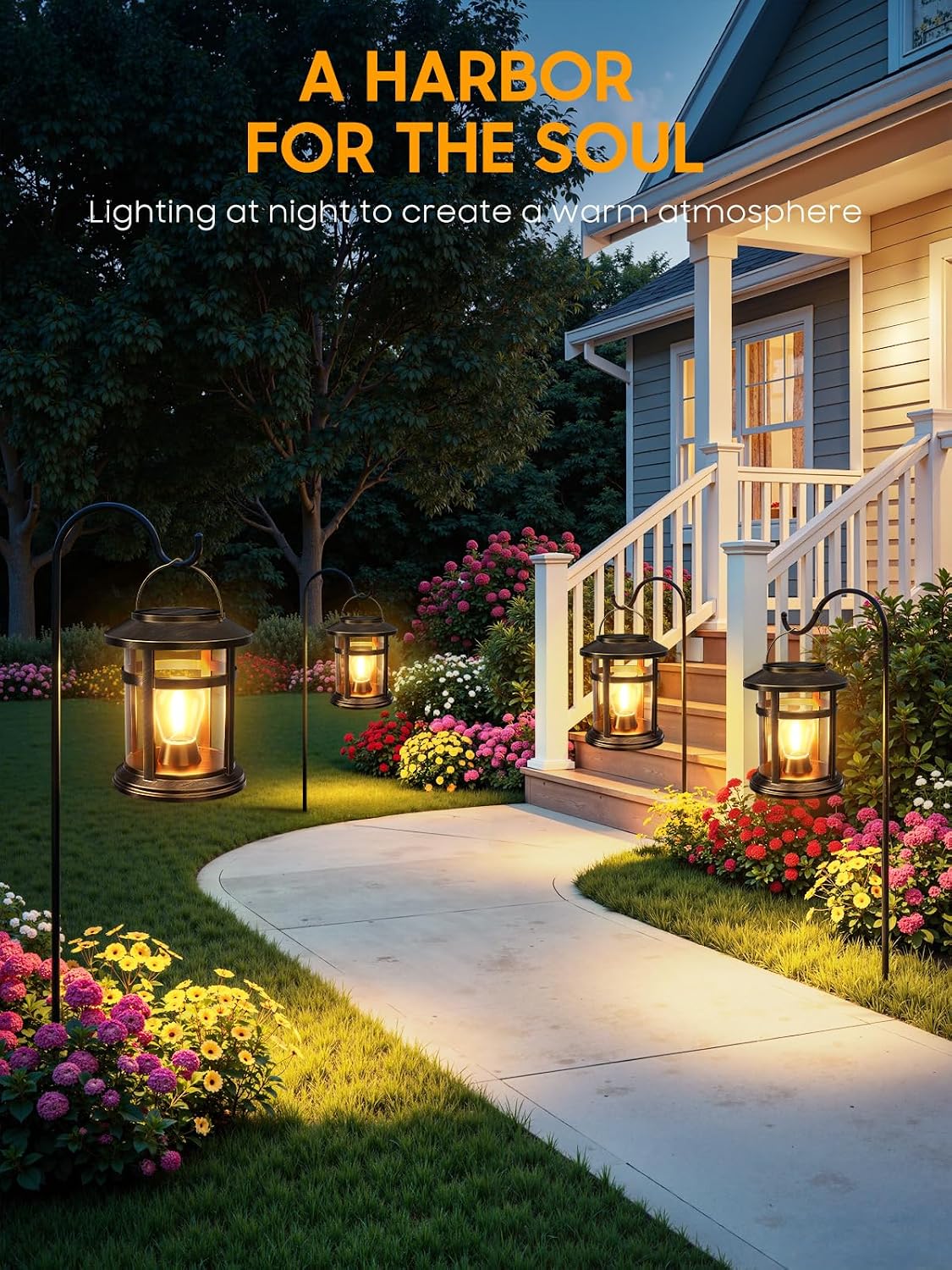 Solar Lantern Outdoor Waterproof, 4 Pack Bright Hanging Solar Lights for Outside Decorative, Upgraded Solar Powered