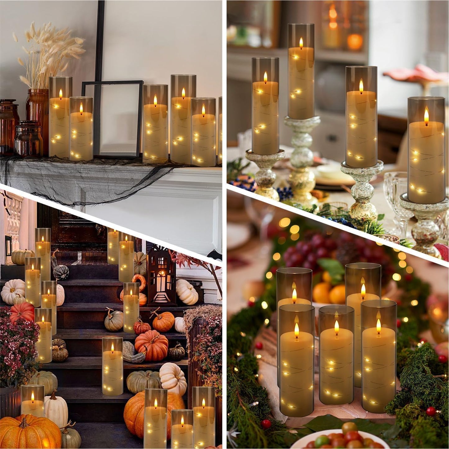 YOROXRG 24 Pack Halloween Decoration Flickering Flameless Candles, Battery Operated LED Candles for New Year, Home