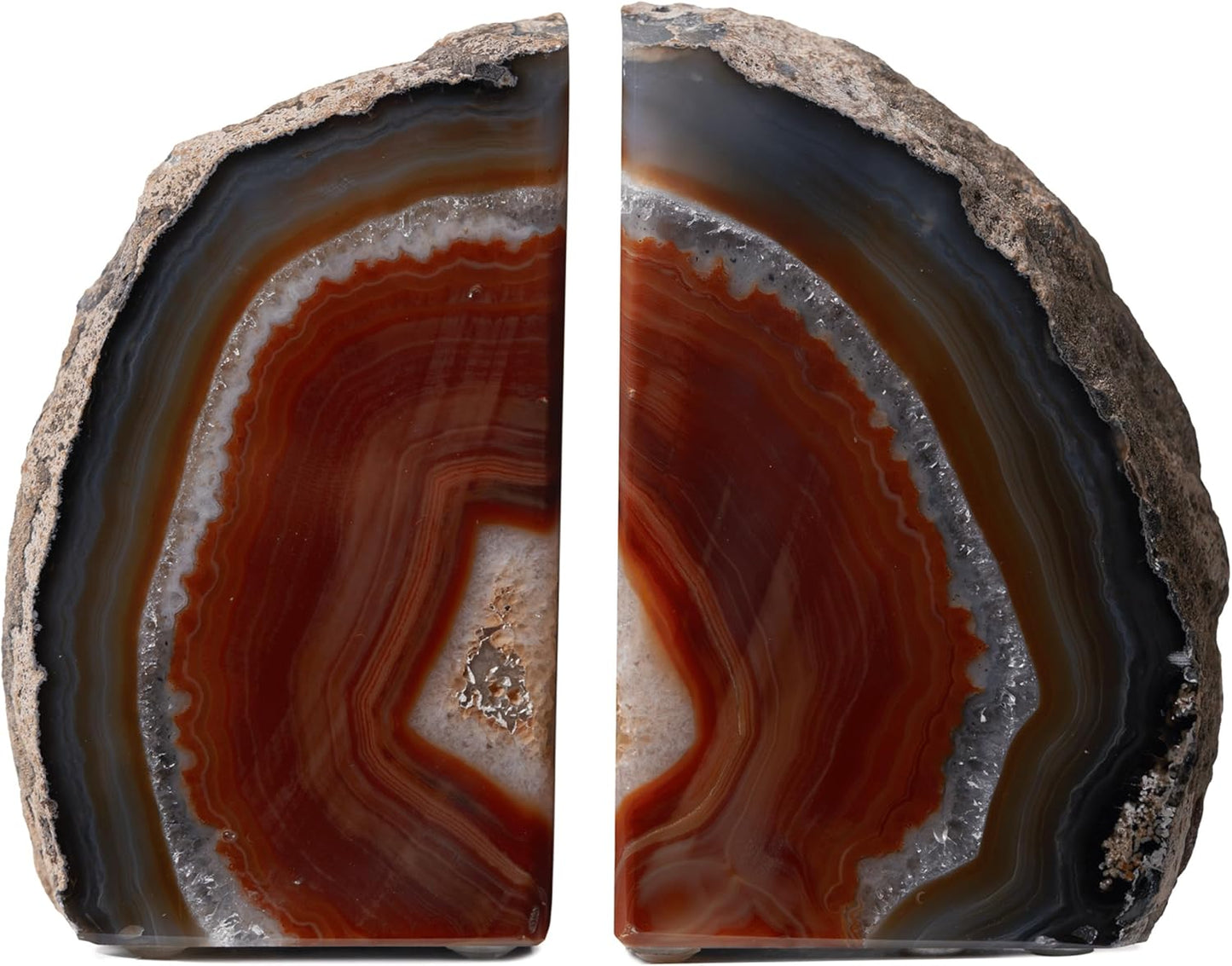 Agate Bookends / A+ Grade Geode Heavy Duty Decorative Stone Crystal / Brown / A+ Grade 3 - 4 Lbs
